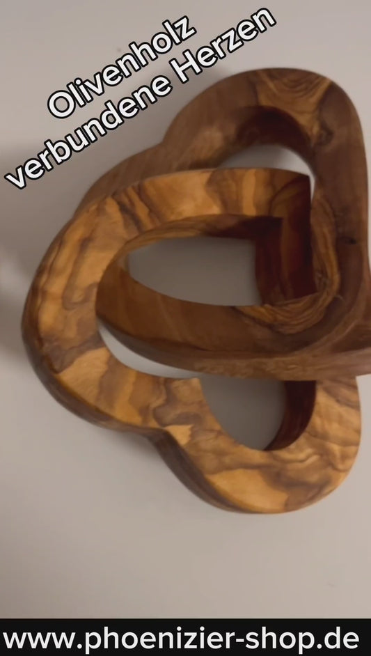 9 cm - Verbundene Olivenholz-Herzen für Brautpaar, zum Valentinstag, Jubiläum, Hochzeitstag, Geburtstag - Hochzeitsgeschenk